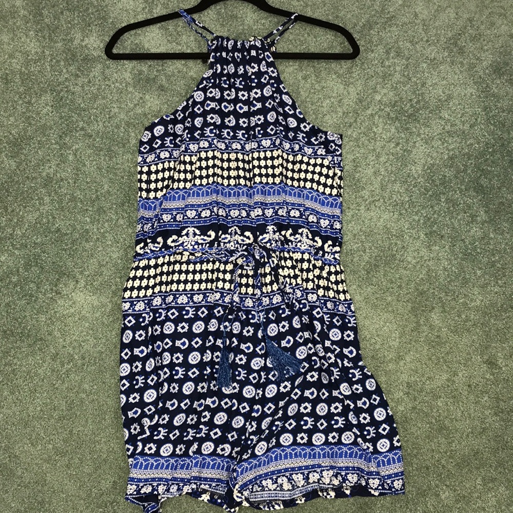 Blue pattern romper